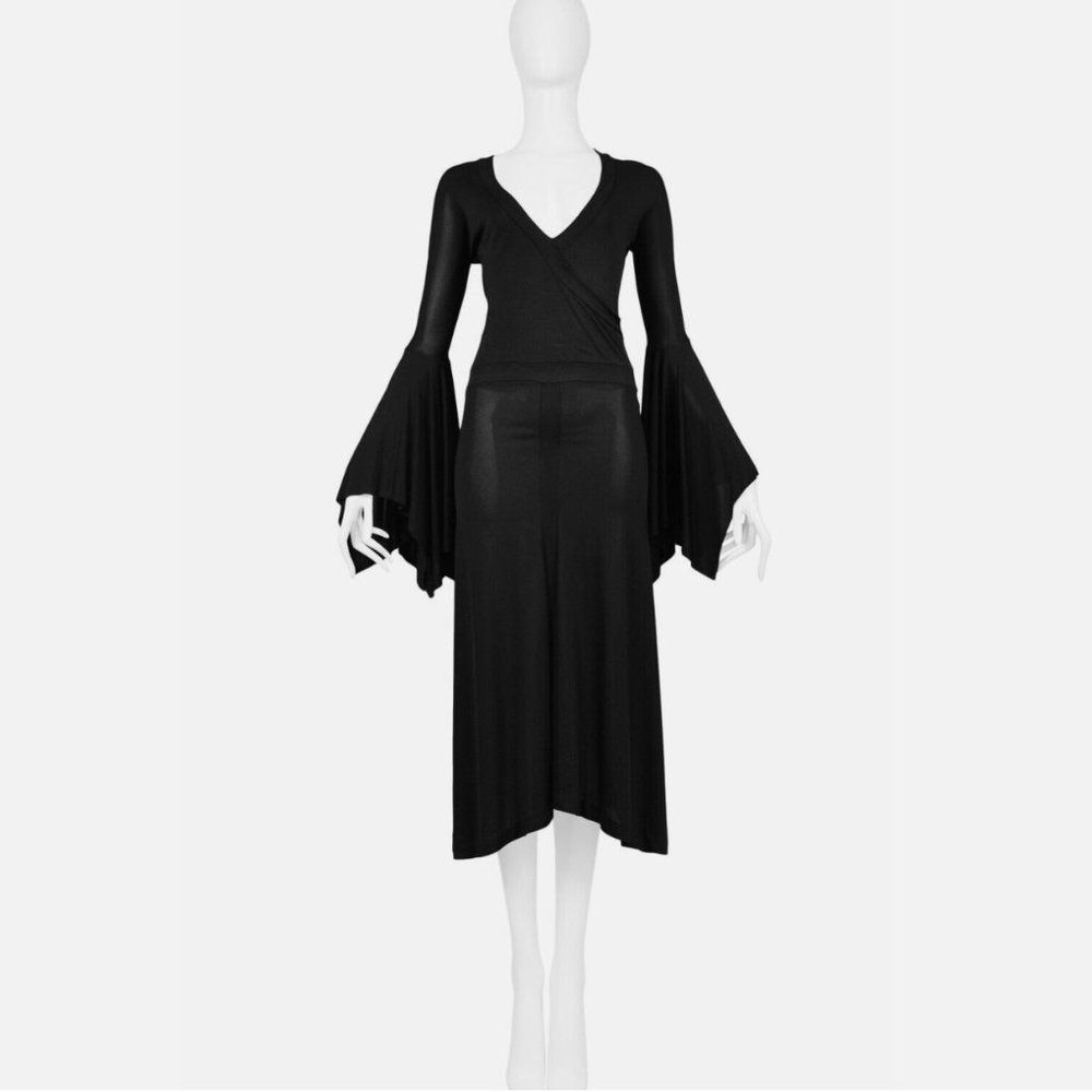VINTAGE YVES SAINT LAURENT YSL BY TOM FORD BLACK SLEEVED DRESS 2003 XS